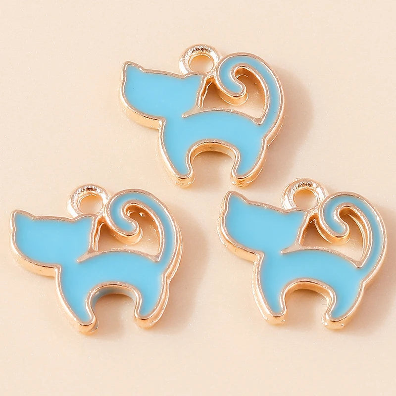 20pcs Cartoon Animal Charms Enamel Cat Charms Pendants for Jewelry Making Drop Earrings Necklaces Bracelets Accessories DIY Gift
