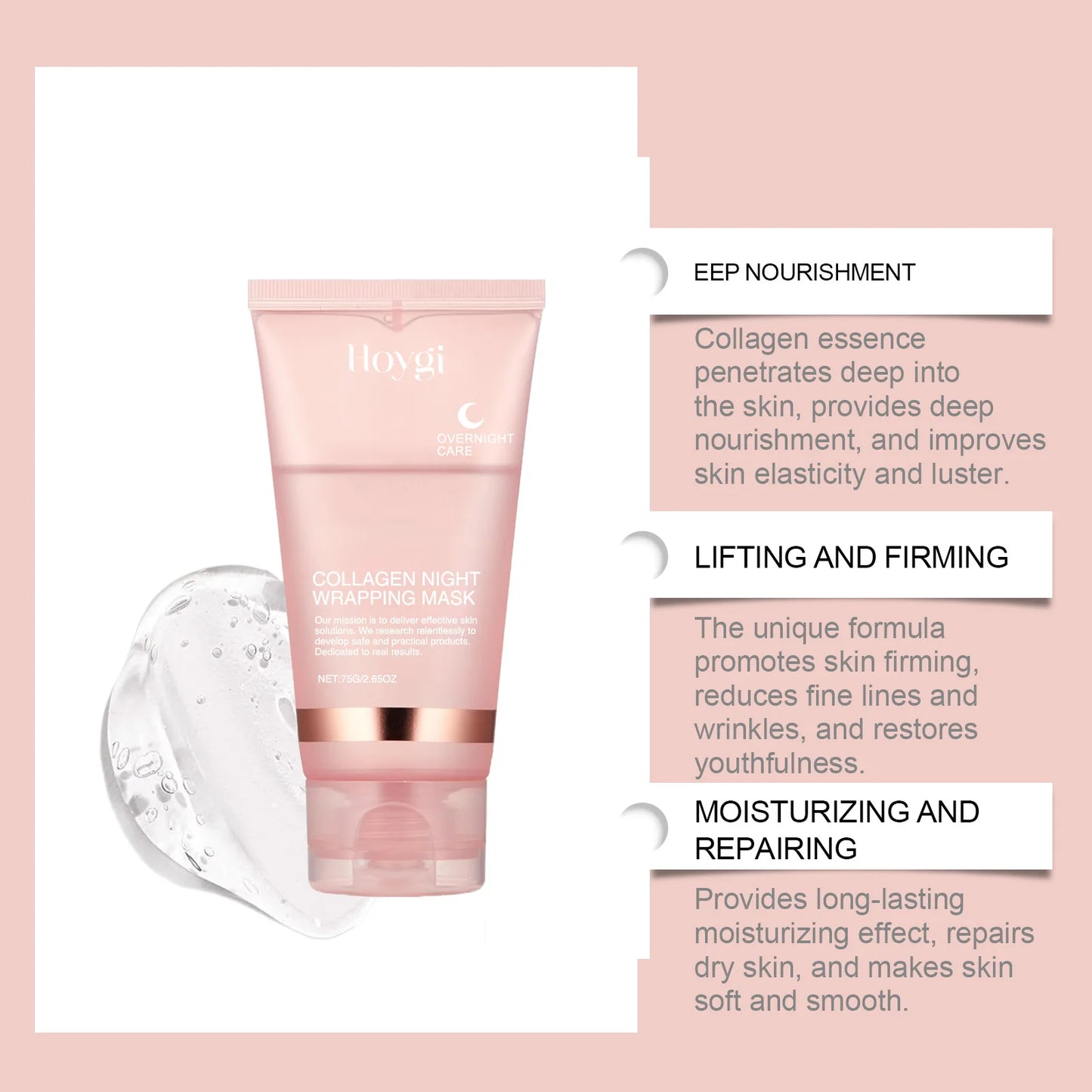 Collagen Night Wrapping Peel Off Mask Facial Moisturizing Brighten Hydrating Smooth Face Firming Skin Rejuvenation Care Mask