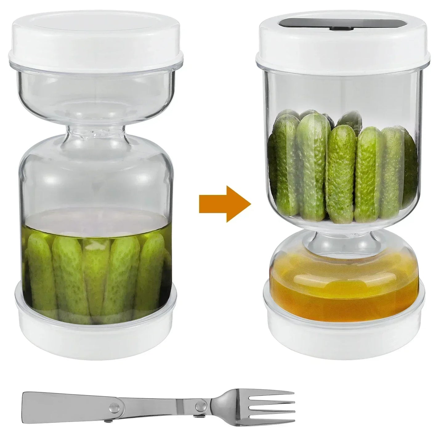 Pickle Jar Pickle Container Pickle and Olive Hourglass Jar Juice Separator Jar with Airtight Lid for Jalapeno Gherkin BPA Free