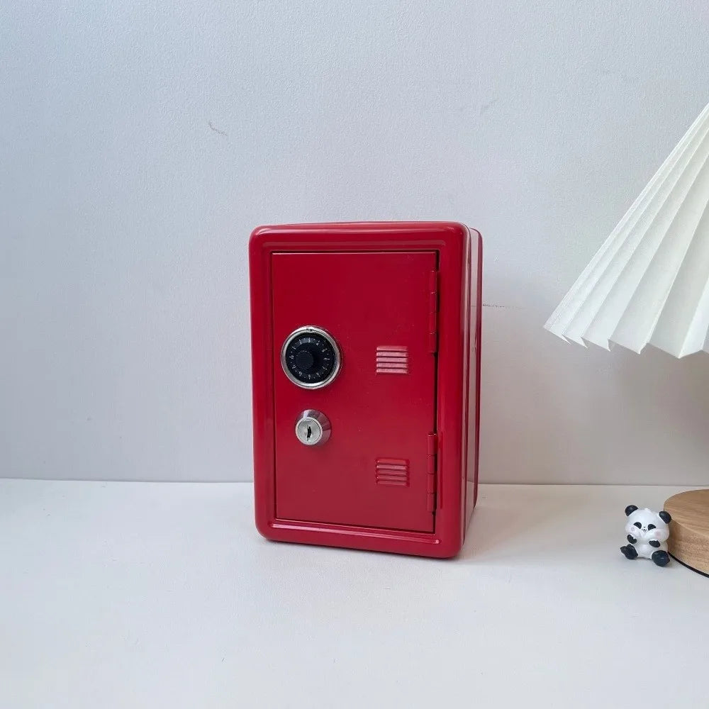 Portable Password Lock Mini Safe Box Anti-Theft Metal Piggy Bank Cabinet Strongbox Valuables Security
