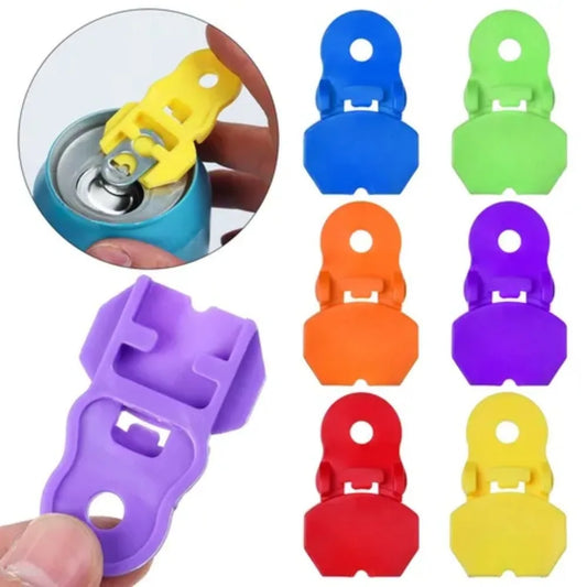 6pcs Simple Plastic Beverage Drink Opener Multicolor with Hole Can Opener Labor-saving Dust Proof Plastic Drink Opener Home Bar