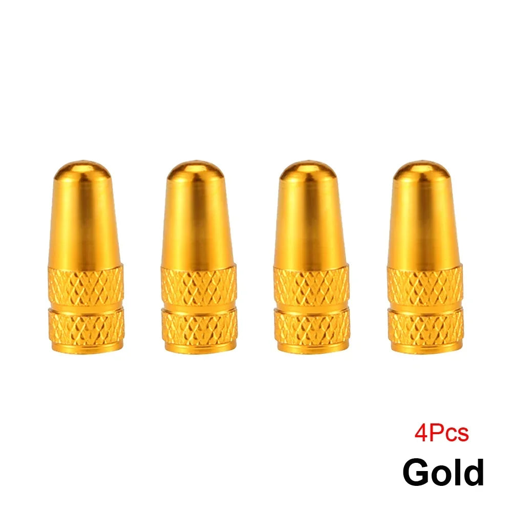 4Pcs Aluminum Alloy Presta Valve Caps for Road MTB Track Racing Bike Tires - French Valve Wheel Tube Tire Wheel Covers