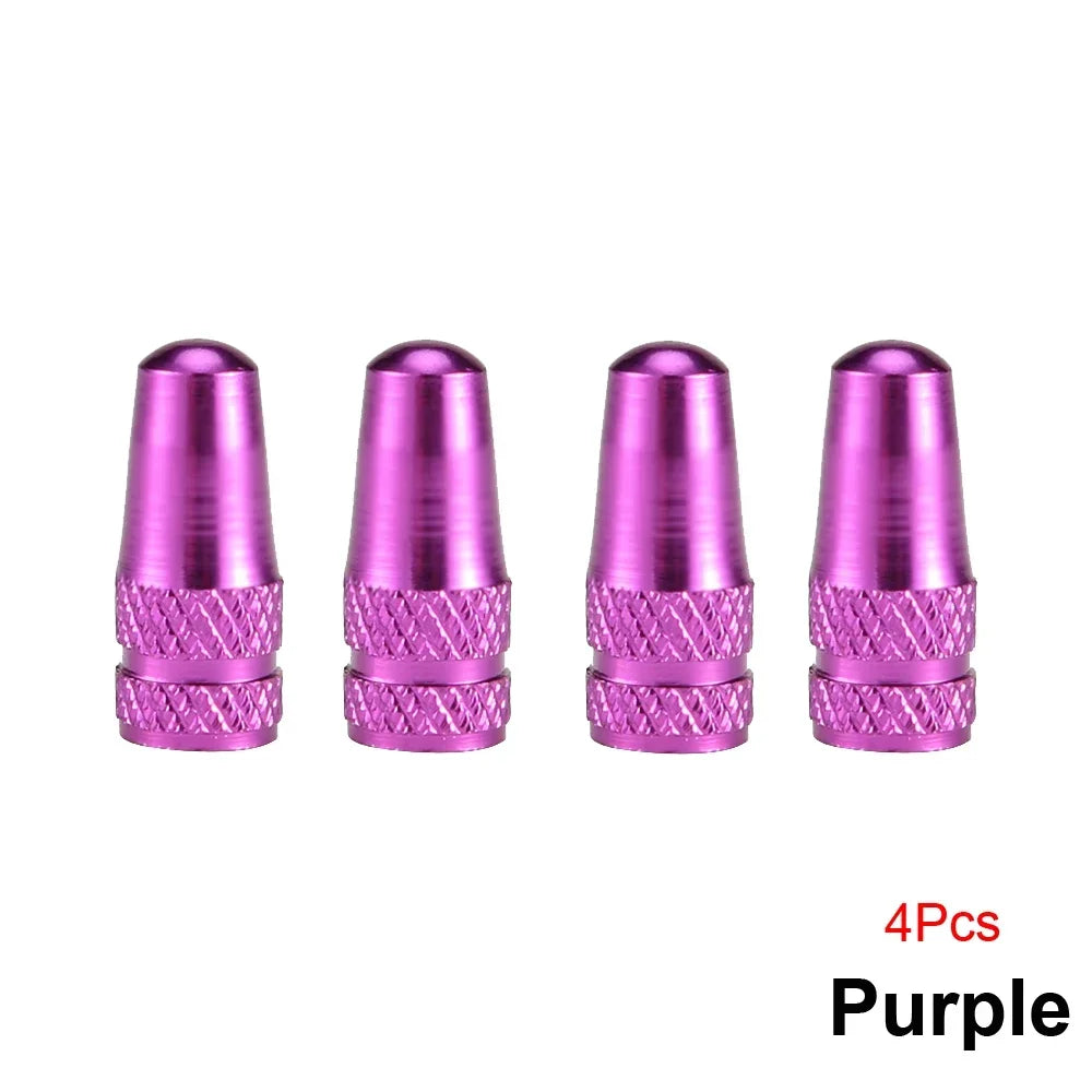 4Pcs Aluminum Alloy Presta Valve Caps for Road MTB Track Racing Bike Tires - French Valve Wheel Tube Tire Wheel Covers