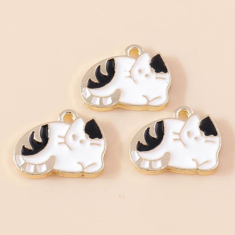 20pcs Cartoon Animal Charms Enamel Cat Charms Pendants for Jewelry Making Drop Earrings Necklaces Bracelets Accessories DIY Gift