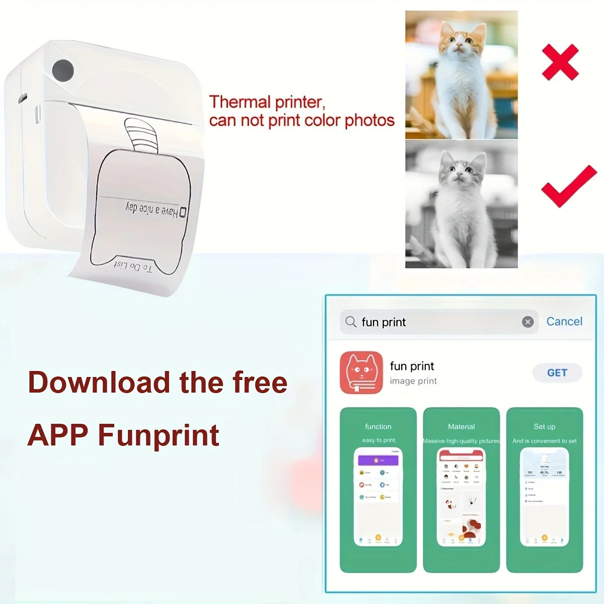 Portable Mini Printer - Wireless Wireless, Inkless Thermal Photo Printer for iOS & Android, Ideal for Gifts, Study Notes, Labels