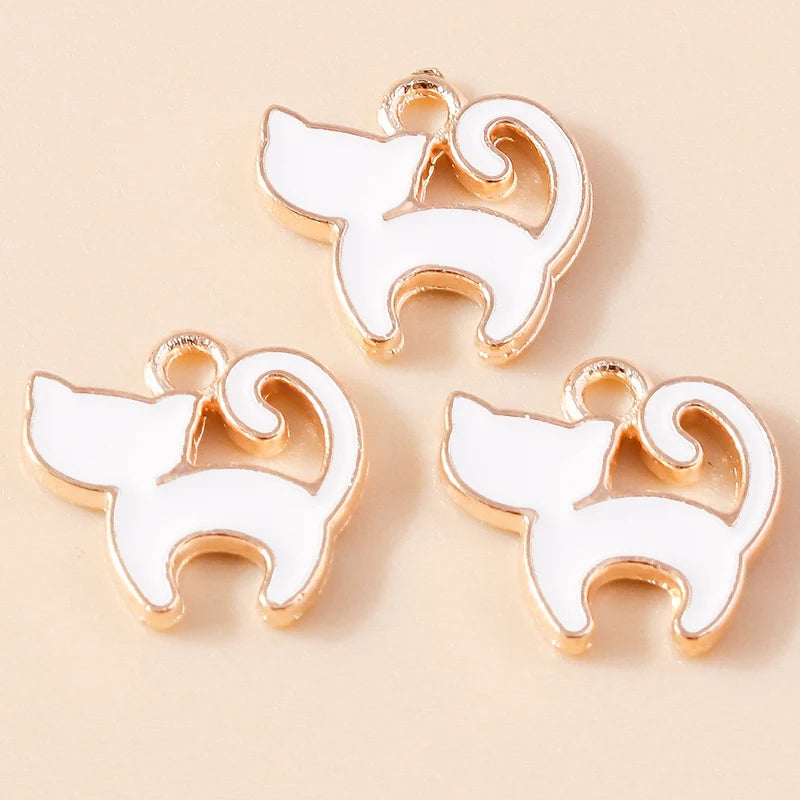 20pcs Cartoon Animal Charms Enamel Cat Charms Pendants for Jewelry Making Drop Earrings Necklaces Bracelets Accessories DIY Gift