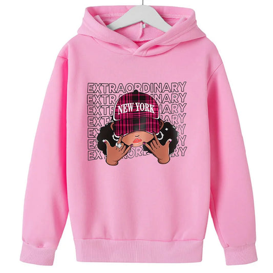 Girl Pattern Printing New Sweet Girl Print Cute Sweatshirts Girls GYM Lover  Top Thick Clothes Kids  Hooodie Sweater Tops