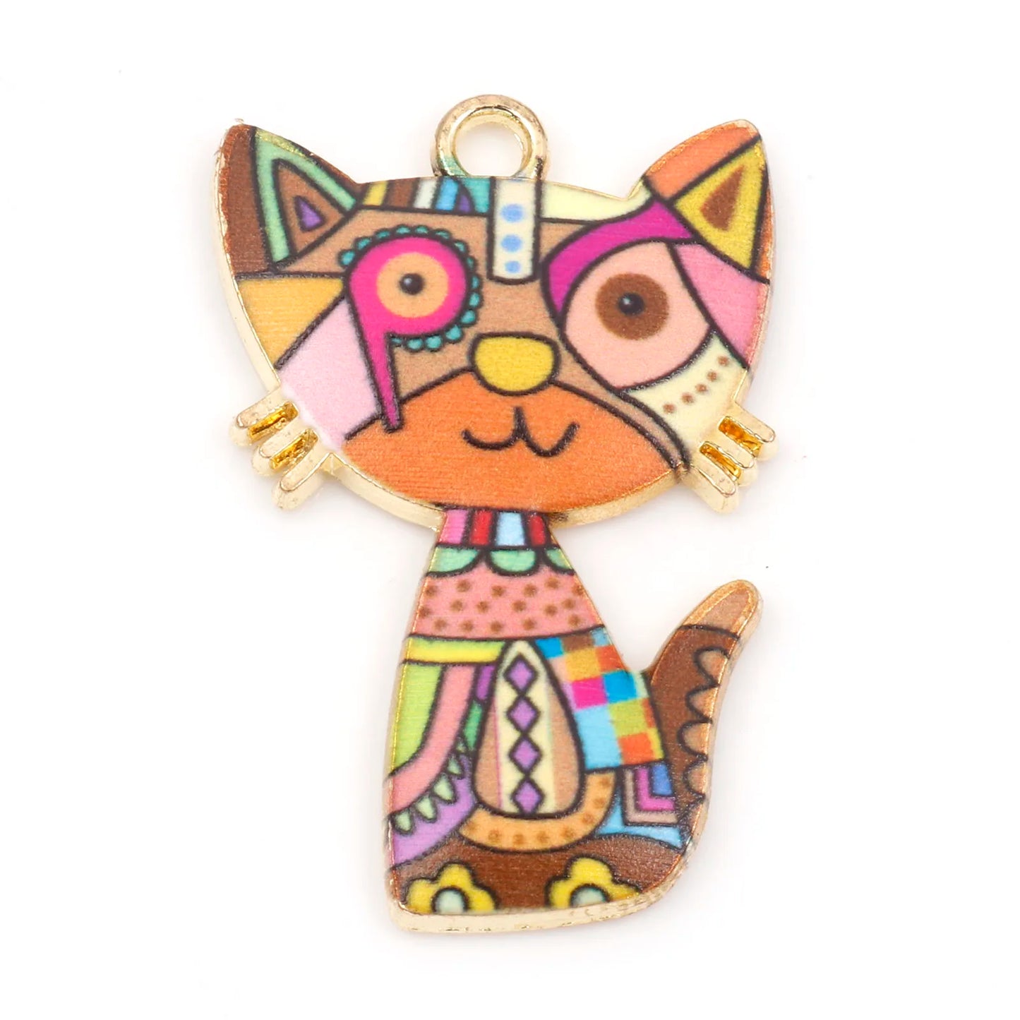 10 PCs Cute Cat Animal Charms Enamel Pendants For DIY Earrings Bracelets Necklaces Jewelry Making Craft Accessories 3cm x 2cm