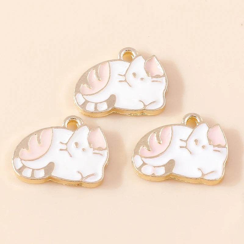 20pcs Cartoon Animal Charms Enamel Cat Charms Pendants for Jewelry Making Drop Earrings Necklaces Bracelets Accessories DIY Gift