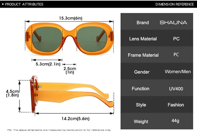 SHAUNA Fashion Oversized Oval Sunglasses Women Retro Trending Men Punk Sun Glasses