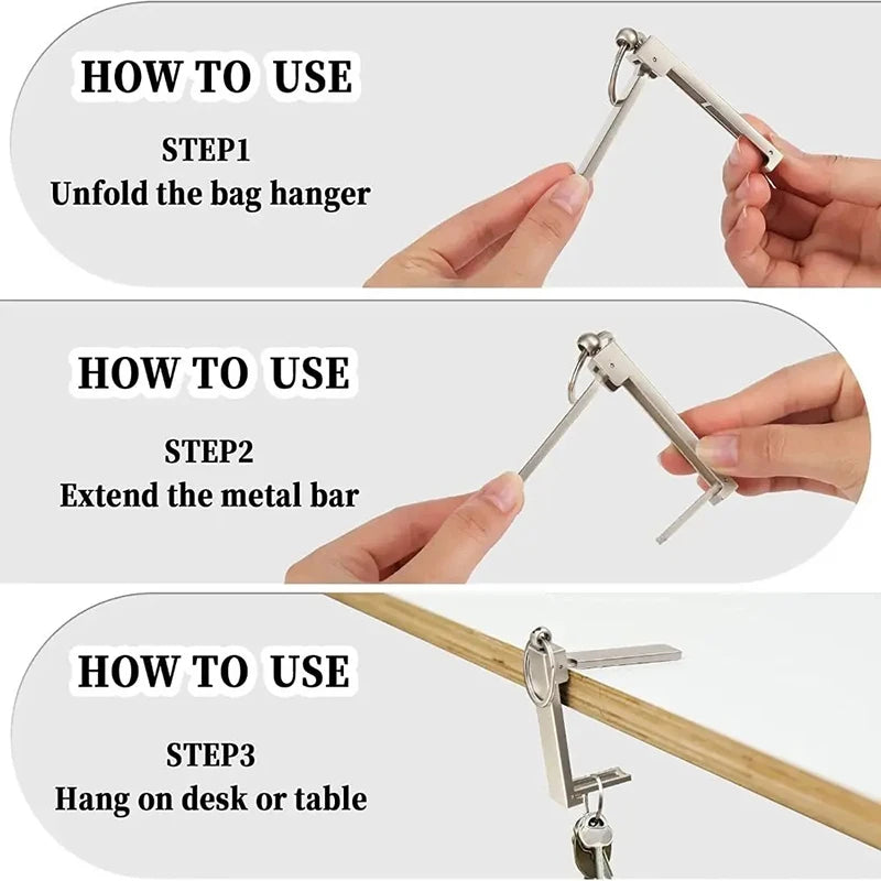 Multifunctional Bag Hangers Purse Hook For Table Foldable Instant Bag Purse Hook Handbag Table Hanger Holder With Carabiner