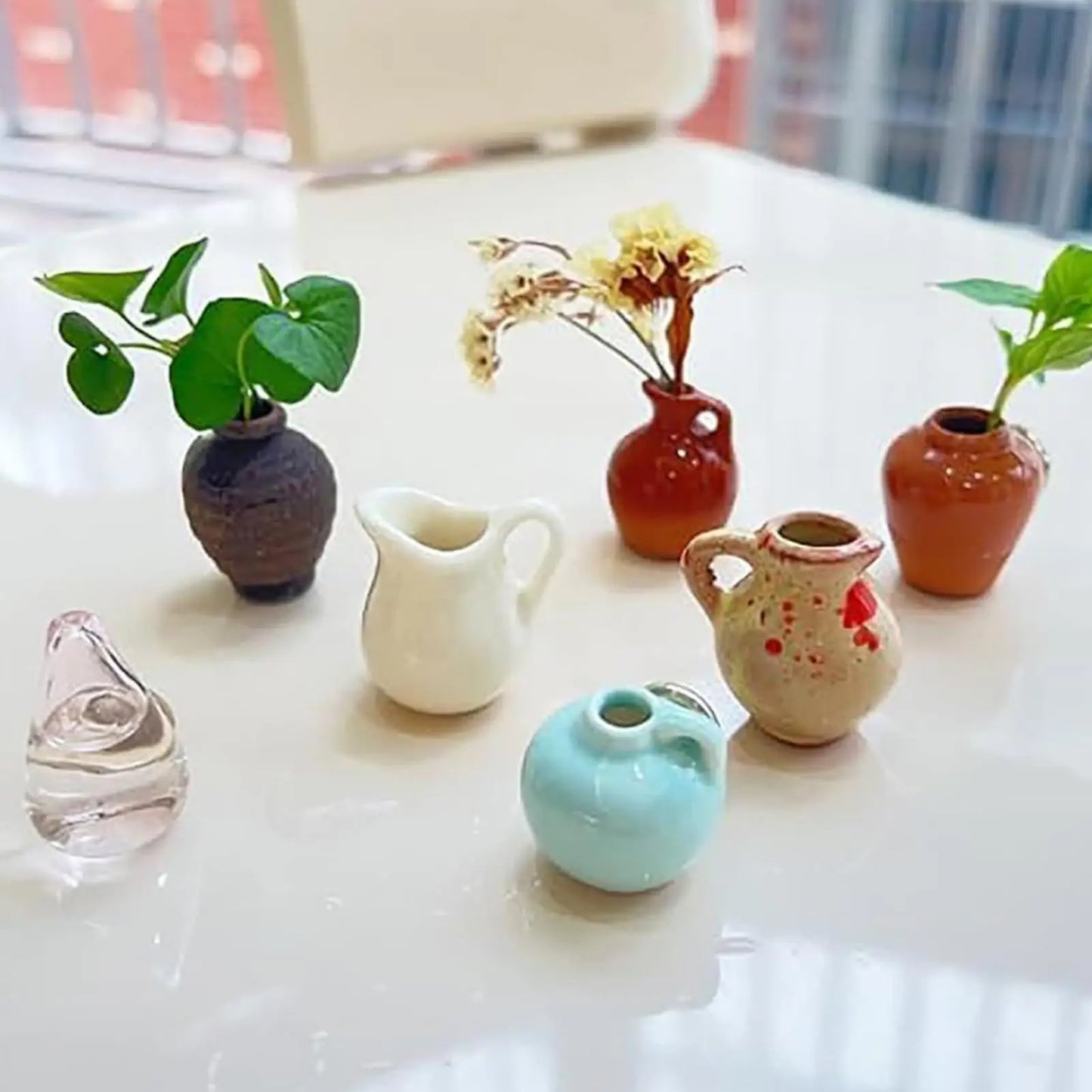 8Pcs Mini Ceramic Vases Magnets Set Strong Magnetic Bud Vases for Fridge Decoration And Office Use No Plant Included