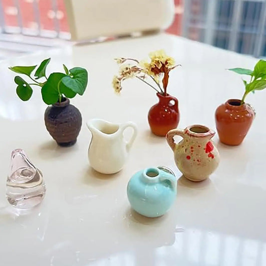 8Pcs Mini Ceramic Vases Magnets Set Strong Magnetic Bud Vases for Fridge Decoration And Office Use No Plant Included