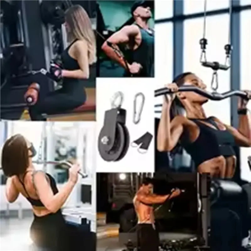 RALCA-Gym Cable Equipment Wheel 360° Rotation Silent Pulley With Hanging Straps& Carabiner Cable Machine DIY Attachment