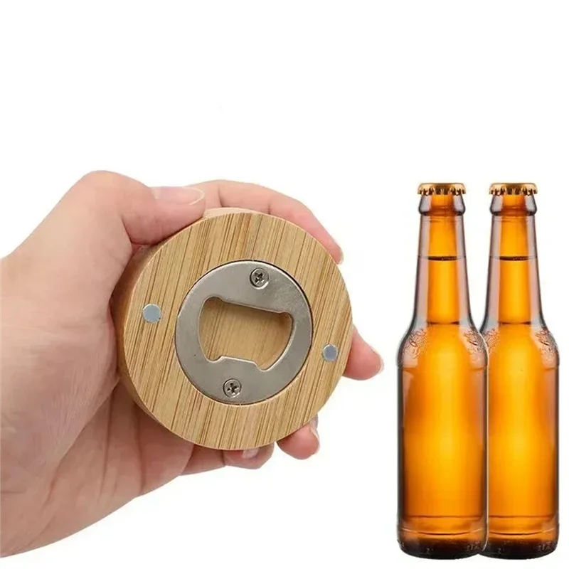 -A89Z Opener Solid Wood Round Beer Opener Cocktail Beer Easy To Open The Lid Gadgets Bar Tools