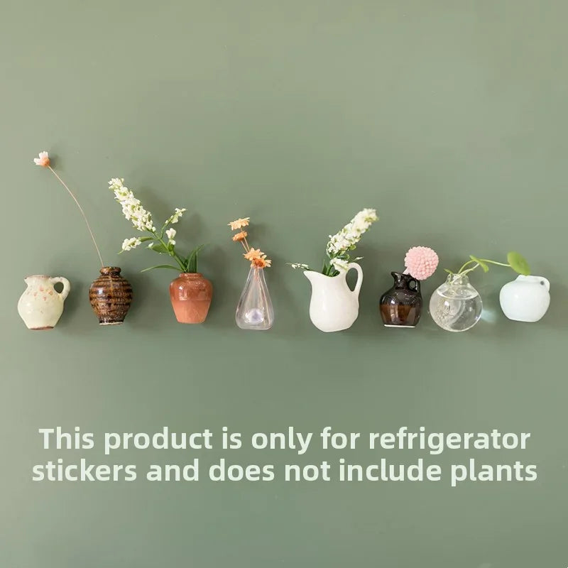 Creative Mini Magnetic Ceramic Flower Vase – DIY Porcelain Insert for Fridge Sticker, Fingertip Decoration &Thoughtful Gift Idea