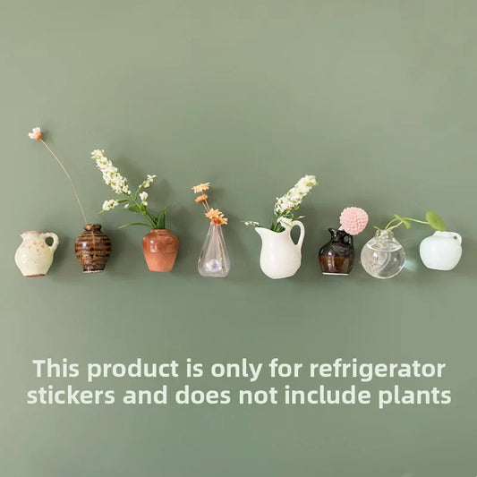Creative Mini Magnetic Ceramic Flower Vase – DIY Porcelain Insert for Fridge Sticker, Fingertip Decoration &Thoughtful Gift Idea