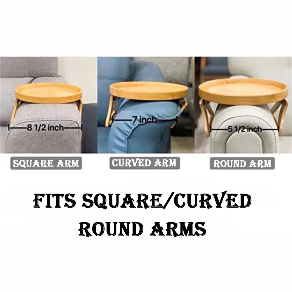 Sofa Tray Table Sofa Armrest Clip-On Tray Natural Bamboo Sofa Trays Practical TV Snack Trays For Remote Control Coffee Snacks