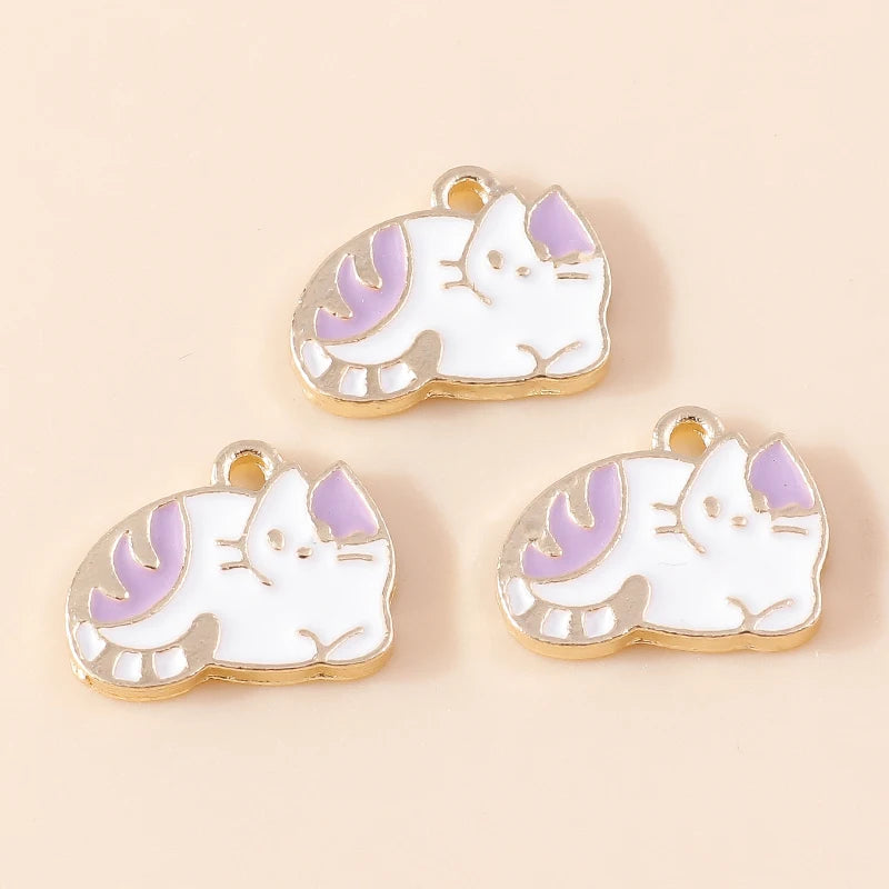 20pcs Cartoon Animal Charms Enamel Cat Charms Pendants for Jewelry Making Drop Earrings Necklaces Bracelets Accessories DIY Gift