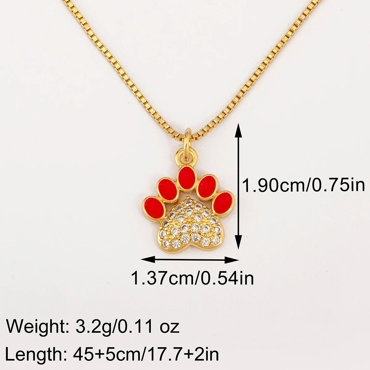 Nidin Fashion Cute Cat Paw Shape Charm Pendant Necklace For Women Female Love Heart Full Shine Zircon DIY Jewelry Accessories