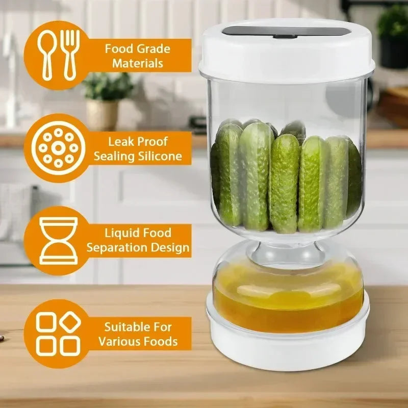 Pickle Jar Pickle Container Pickle and Olive Hourglass Jar Juice Separator Jar with Airtight Lid for Jalapeno Gherkin BPA Free