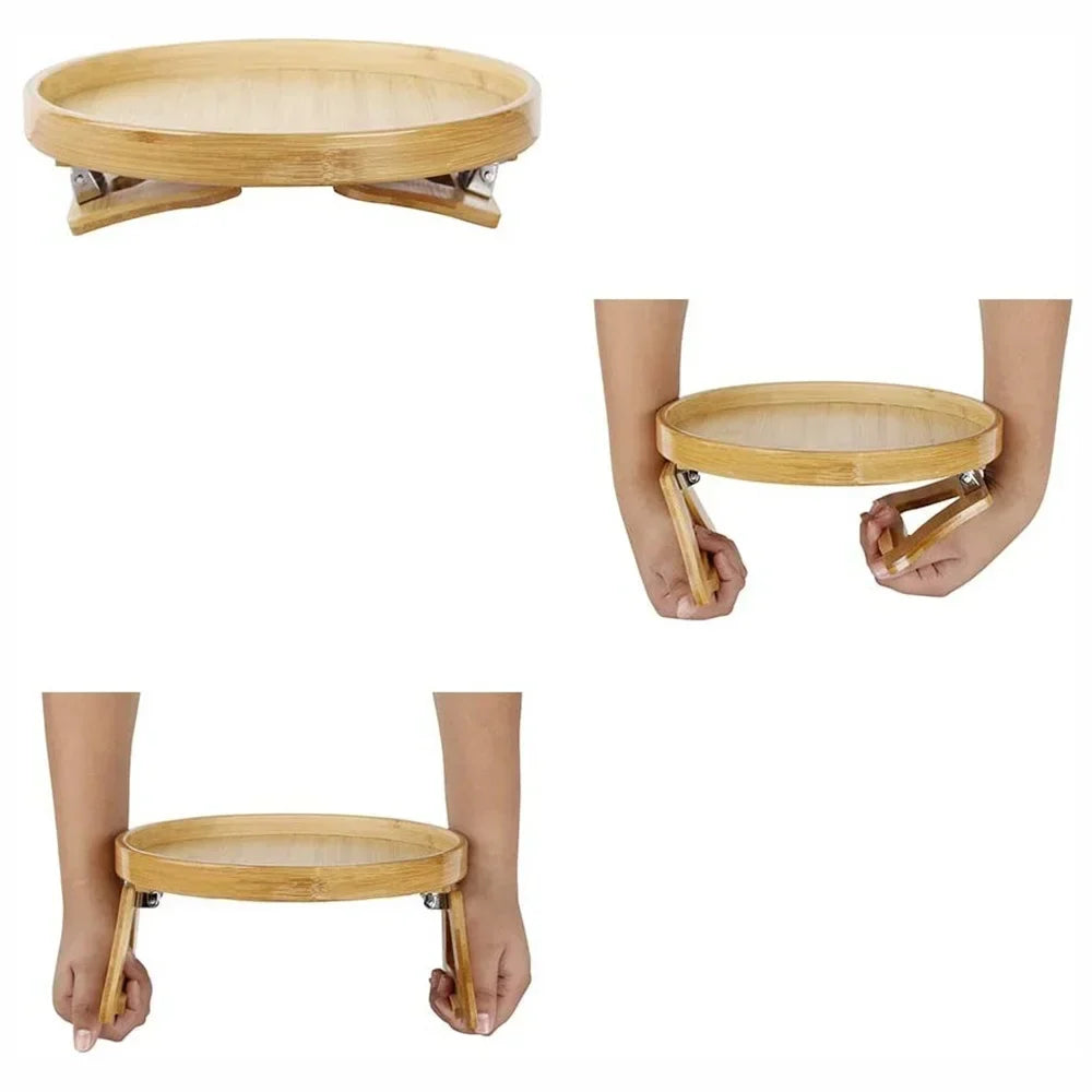 Sofa Tray Table Sofa Armrest Clip-On Tray Natural Bamboo Sofa Trays Practical TV Snack Trays For Remote Control Coffee Snacks