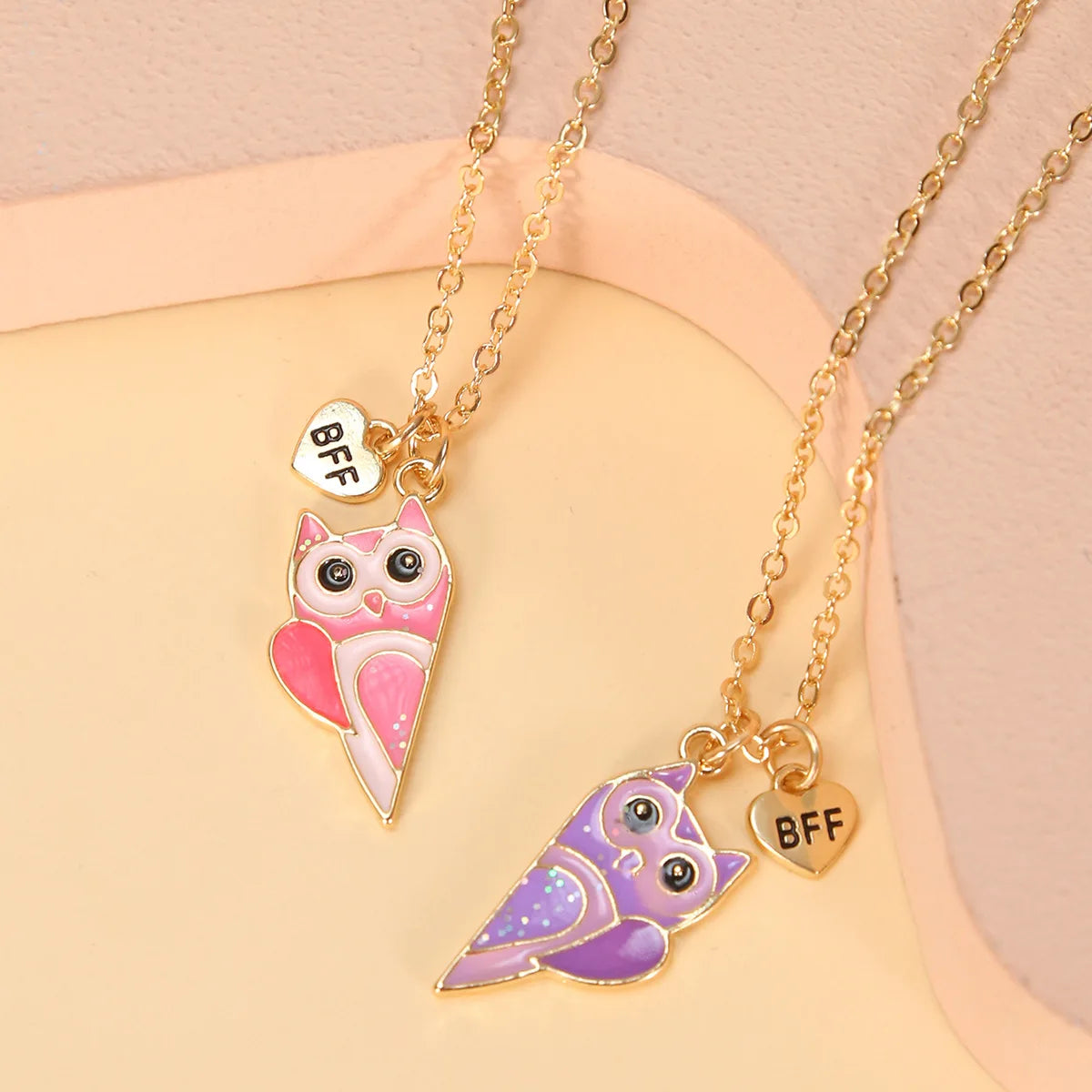 2Pcs/Set Cute Cat Pendant Necklace For Friend With BFF Letter Fashion Magnetic Adjustable Heart Shaped Necklace Jewelry Gift