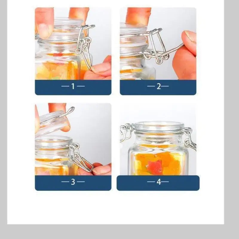 50/100ml Glass Bottle Sealed Jar For Kitchen Food Pickle Fruit Canned Transparent Big Mouth Jam Bottle Storage Jar Household