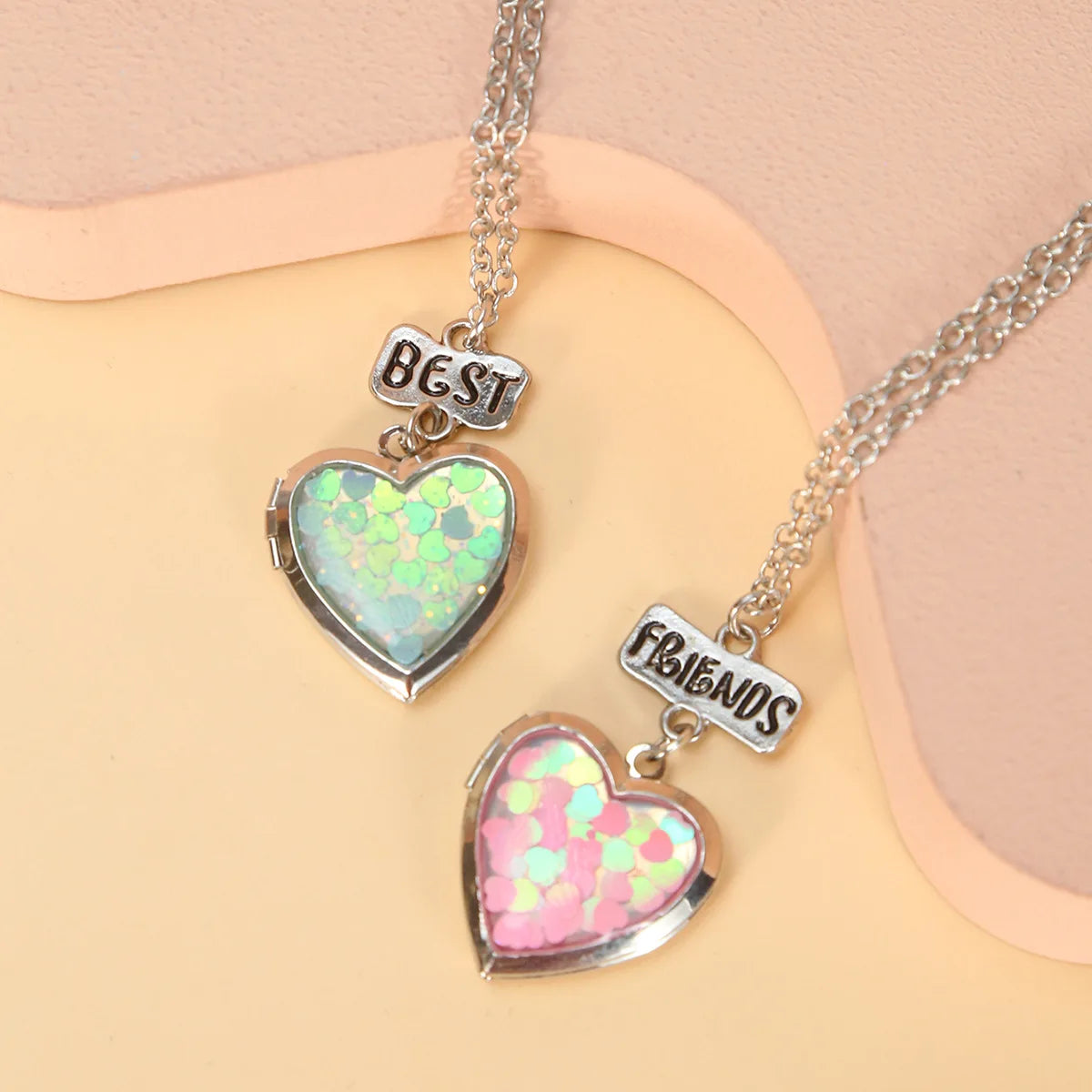 2Pcs/Set Cute Cat Pendant Necklace For Friend With BFF Letter Fashion Magnetic Adjustable Heart Shaped Necklace Jewelry Gift