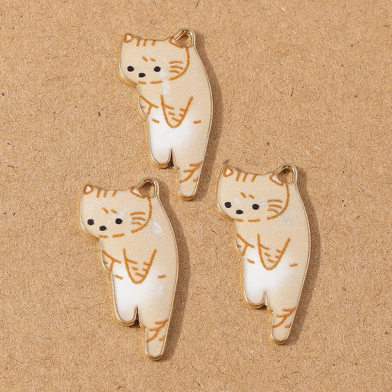 10pcs Cute Enamel Cartoon Animal Cat Charms Pendants for Necklace Earrings DIY Bracelet Handmade Jewelry Making Accessories