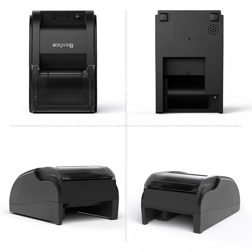 Wireless Barcode Printer USB BT Printer 58mm Desktop Thermal Receipt Printer with 1 Roll Paper Inside Support ESC Command