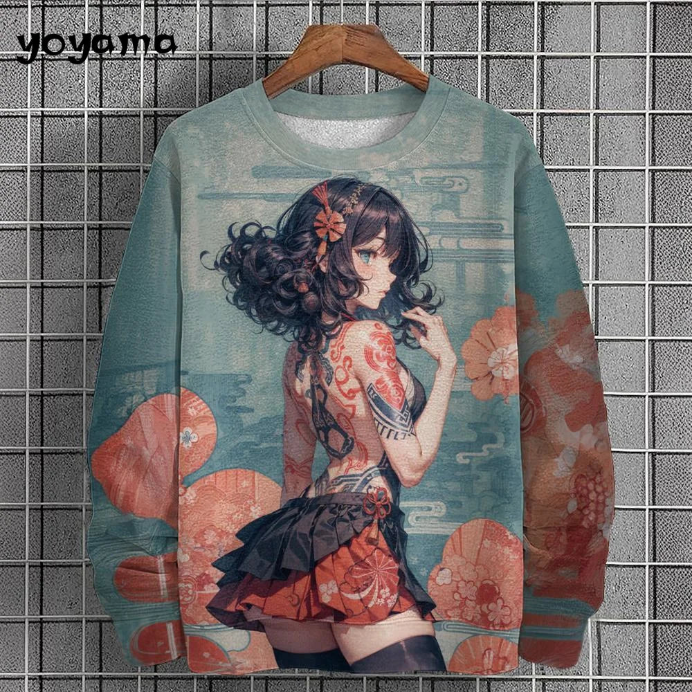 Anime Girl Men's Sweatshirt Autumn Fashion Men Clothing Top Casual Sweatshirts for Men Long Sleeve New in Hoodies Sweatshirts