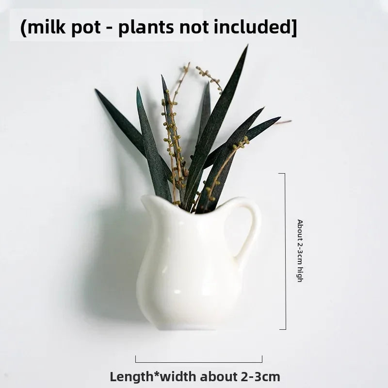 Creative Mini Magnetic Ceramic Flower Vase – DIY Porcelain Insert for Fridge Sticker, Fingertip Decoration &Thoughtful Gift Idea