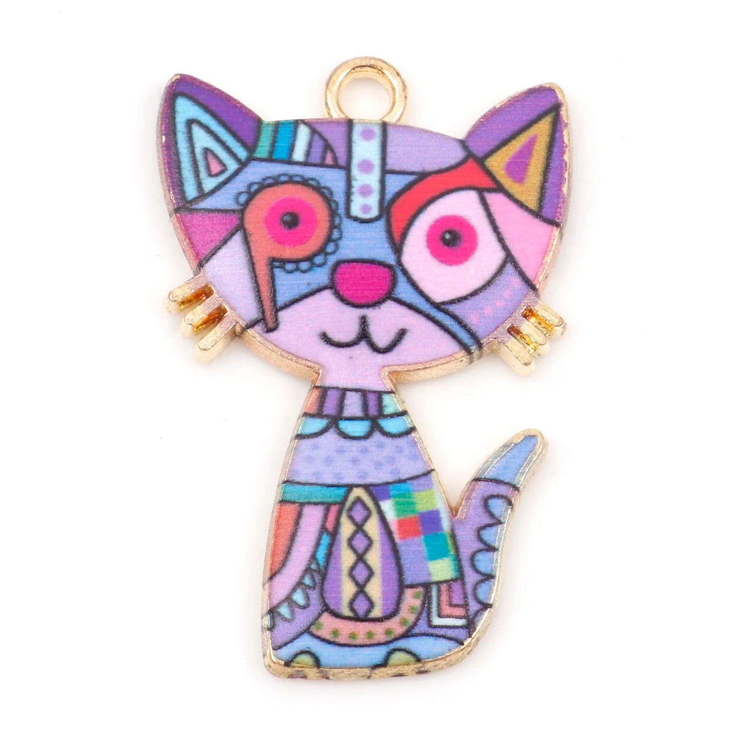 10 PCs Cute Cat Animal Charms Enamel Pendants For DIY Earrings Bracelets Necklaces Jewelry Making Craft Accessories 3cm x 2cm