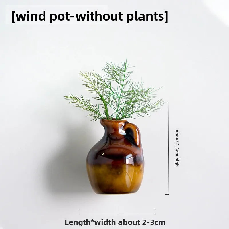 Creative Mini Magnetic Ceramic Flower Vase – DIY Porcelain Insert for Fridge Sticker, Fingertip Decoration &Thoughtful Gift Idea