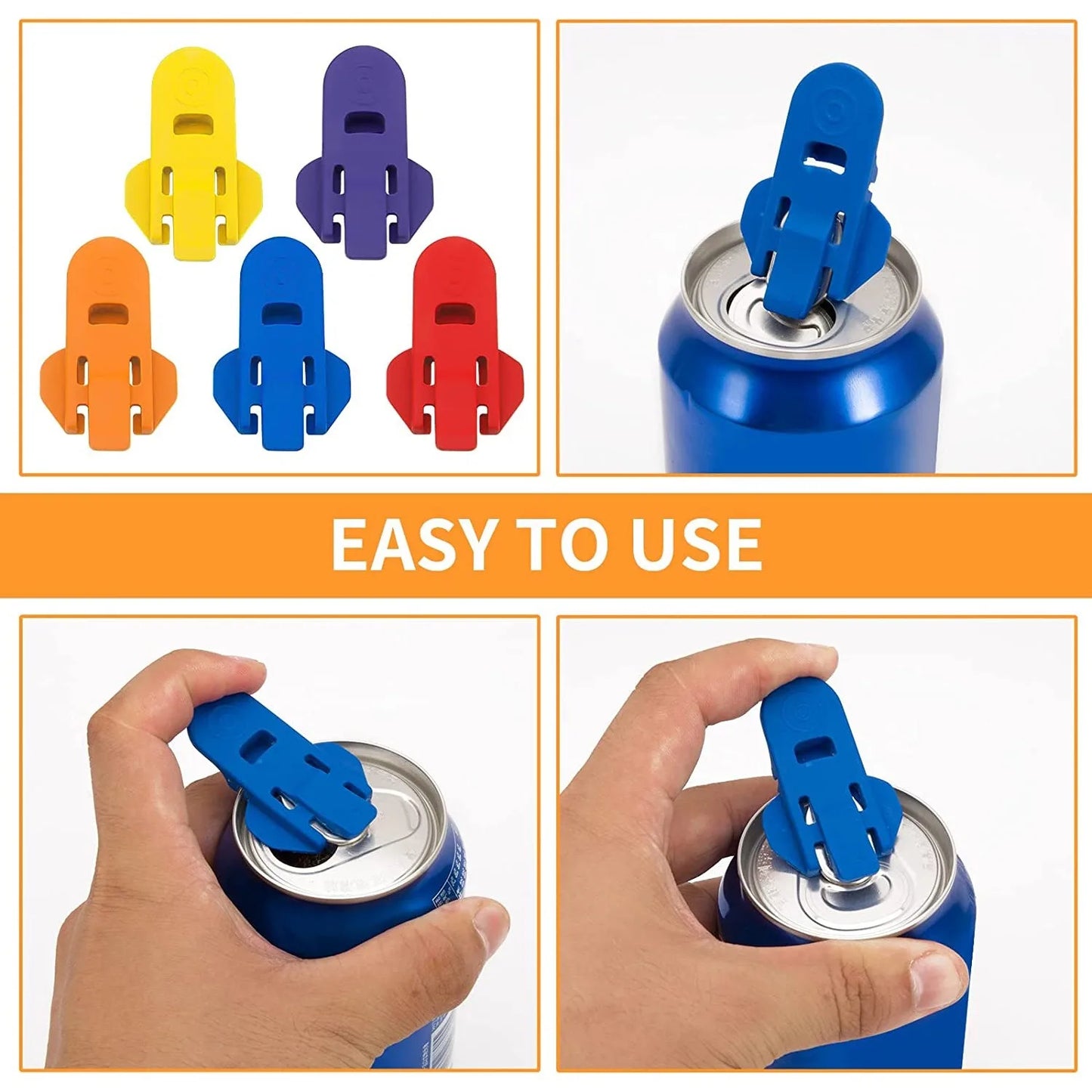 6pcs Sodas Can Opener Manual Reusable Opener for Coke Beer Soda Drink Aluminum Beverage Can Top Ring Opener Tools Easy to Use