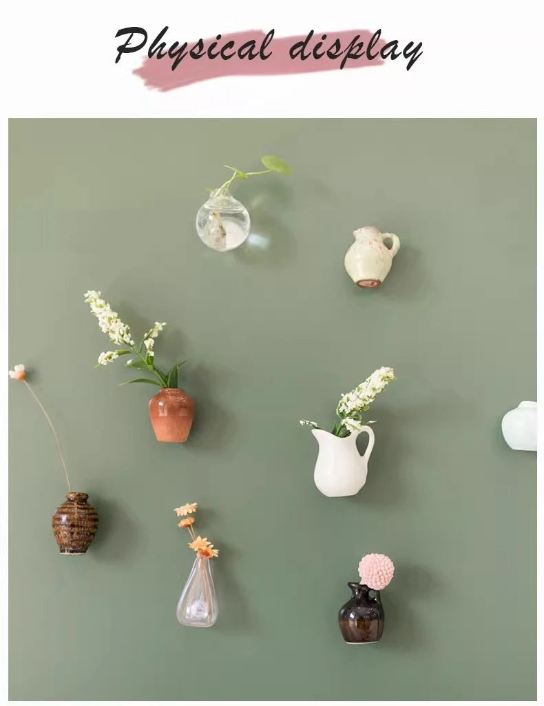 Creative Mini Magnetic Ceramic Flower Vase – DIY Porcelain Insert for Fridge Sticker, Fingertip Decoration &Thoughtful Gift Idea