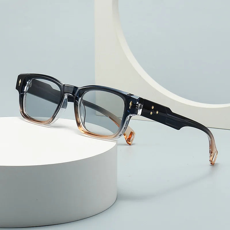 SHAUNA Retro Rivets Sunglasses Brand Designer Trending Rectangle Sun Glasses UV400