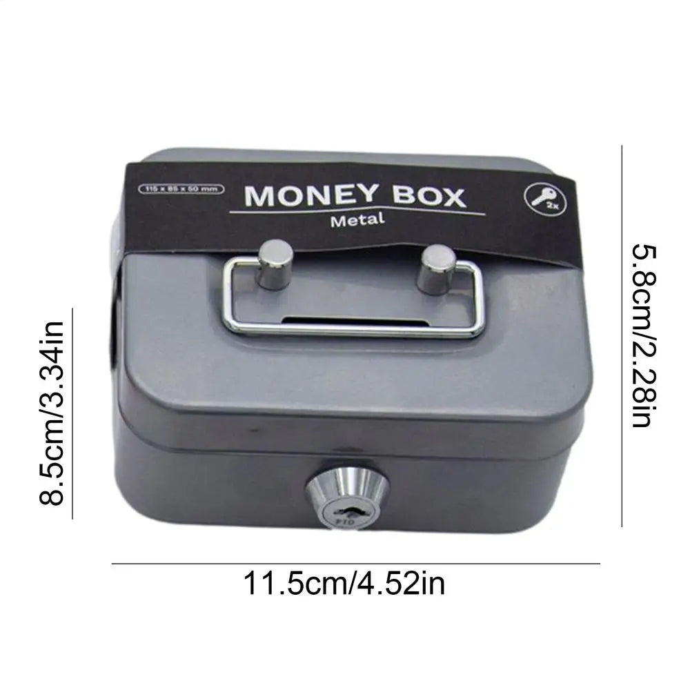 Portable Small Lock Box Security Safe Lock Boxes Mini Metal Cash Box Money Bank Metal Coin Bank Security Box Sturdy Cash Box