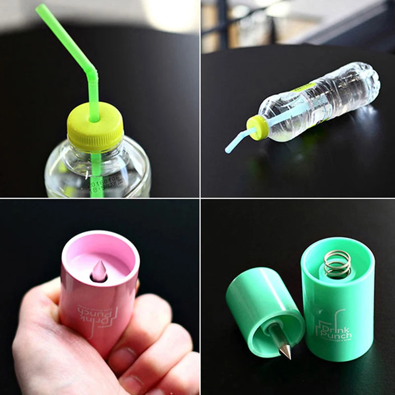 Bottle Opener Tools Drink Punch Mini Water Drill Bottle Opener Bottle Cover Hole Punch Opener For Straw For Party Random Color