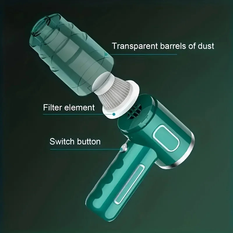 USB Mini Vacuum Cleaner, Powerful Suction for Car/Home/Office. Portable & Wireless with Multiple Attachments. Fast USB Charging.