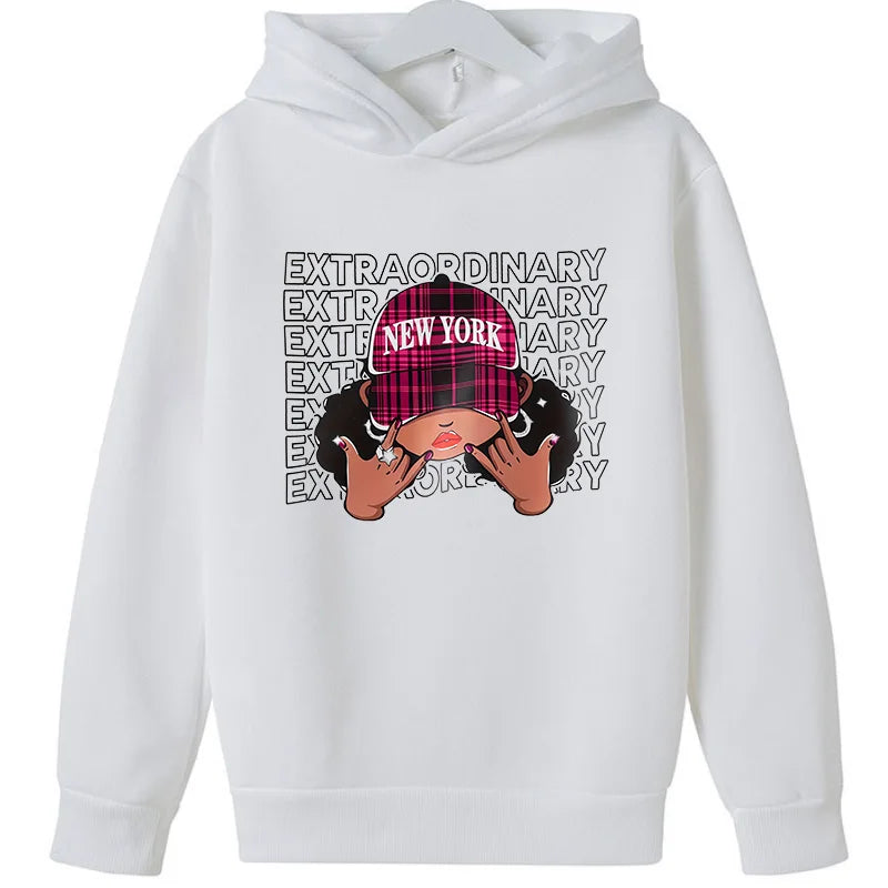 Girl Pattern Printing New Sweet Girl Print Cute Sweatshirts Girls GYM Lover  Top Thick Clothes Kids  Hooodie Sweater Tops