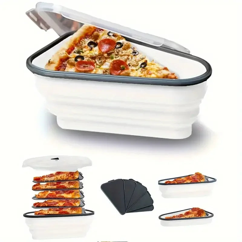 1 piece of space-saving silicone pizza storage container, reusable, foldable design, a durable kitchen essential.
