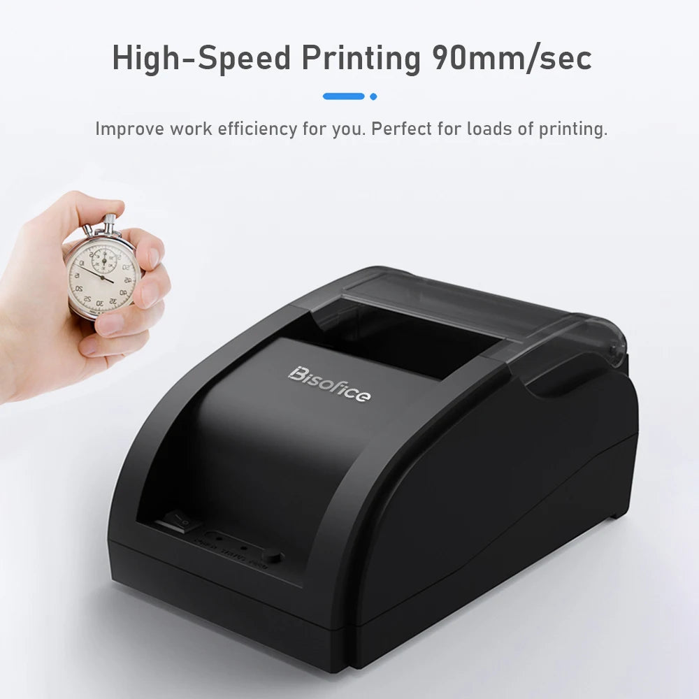 Wireless Barcode Printer USB BT Printer 58mm Desktop Thermal Receipt Printer with 1 Roll Paper Inside Support ESC Command