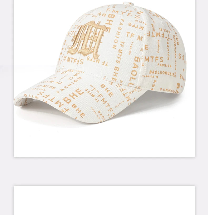 Trending Typography - printed Baseball Cap with Embroidered Logo - A Fashion - forward Headpiece