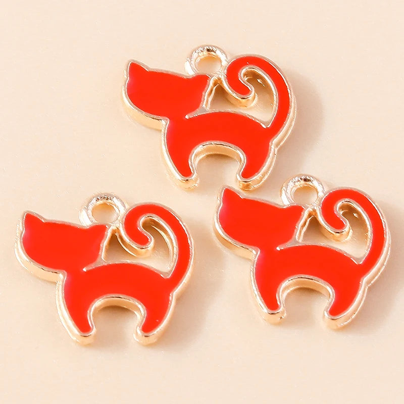 20pcs Cartoon Animal Charms Enamel Cat Charms Pendants for Jewelry Making Drop Earrings Necklaces Bracelets Accessories DIY Gift