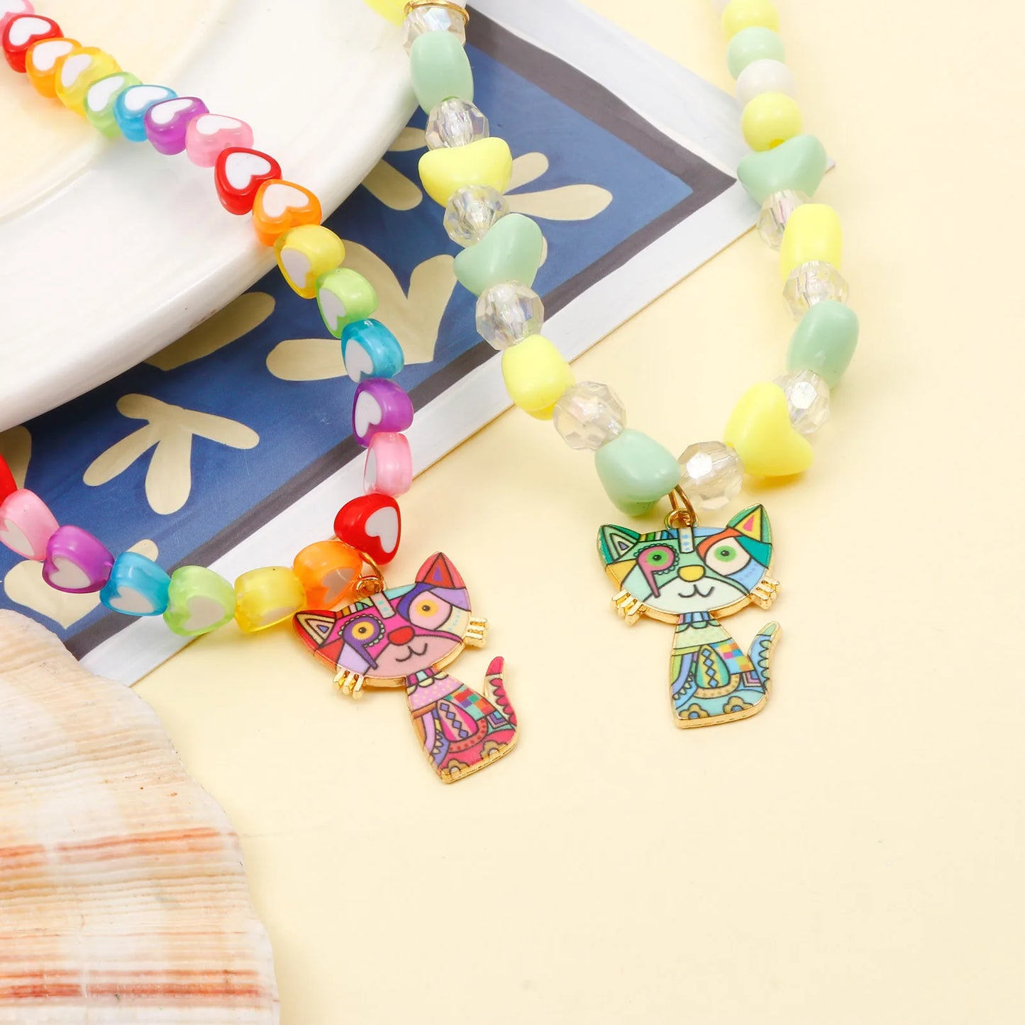10 PCs Cute Cat Animal Charms Enamel Pendants For DIY Earrings Bracelets Necklaces Jewelry Making Craft Accessories 3cm x 2cm