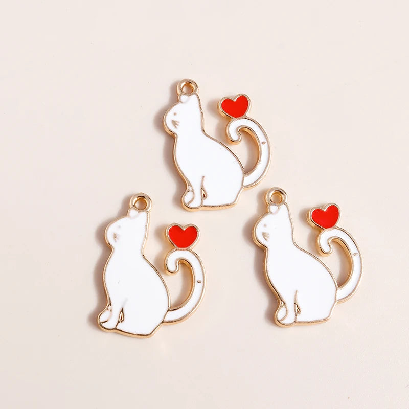 20pcs Cartoon Animal Charms Enamel Cat Charms Pendants for Jewelry Making Drop Earrings Necklaces Bracelets Accessories DIY Gift