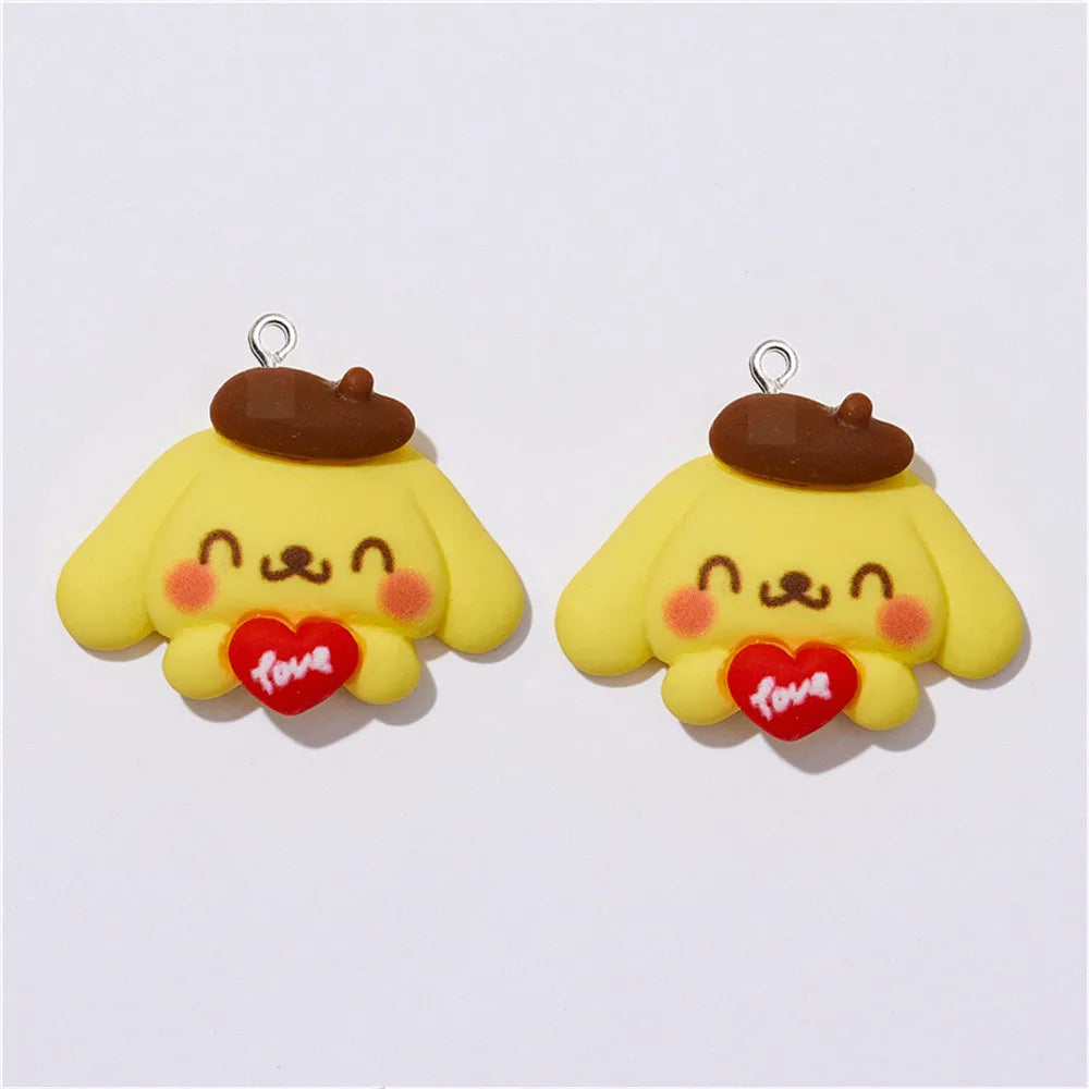 10Pcs Cartoon Dog Cat Animal Charm Pendants Earring Necklace Jewelry Accessories Car Keychain Friend Gift DIY Handmade Ornaments