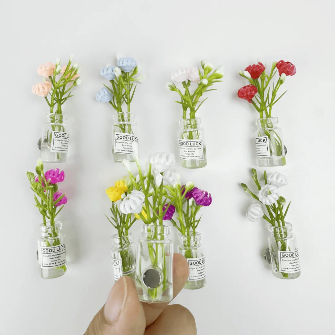 8pcs Mini Small Vase Magnets Cute Mini Refrigerator Magnets 3D Vase Fun Refrigerator Accessories Kitchen Decoration Holiday Gift